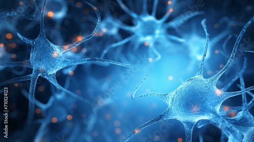 High resolution image of nerve cells in medical background with neuron network concept
