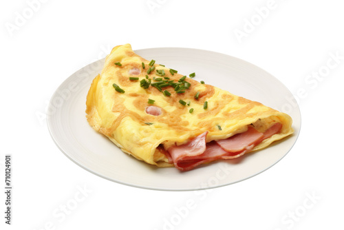 Ham and Cheese Omelette Isolated on a Transparent Background 