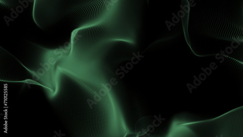 green smoke on black. abstract waves background.