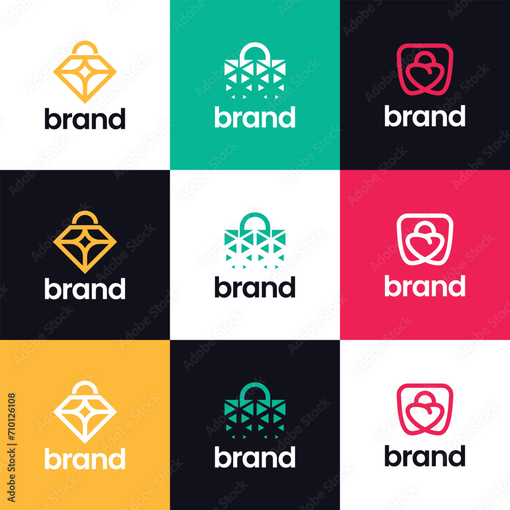 set of shopping logo vector idea