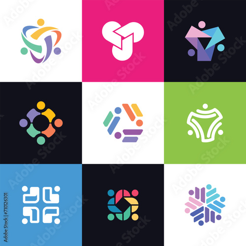 Community logo, teamwork icon design inspiration