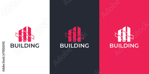 simple logo, green city building logo design concept