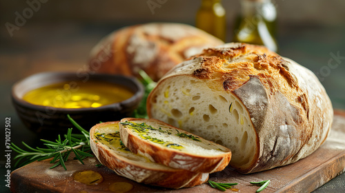 Artisan Sourdough Bread with Olive Oil and Herbs