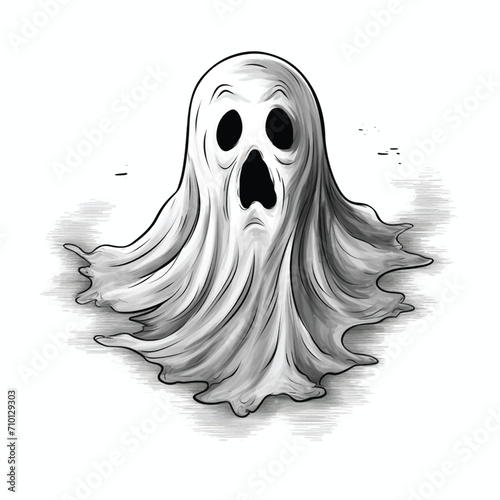 Hand-Drawn Halloween Ghost Floating in the Air photo