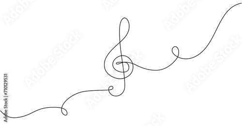 Continuous line violin key icon. Concept of abstract lines of musical notes in simple linear style. Editable stroke. Vector illustration.