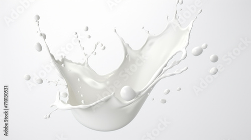 Splash of milk captured on pristine white surface. Perfect for food and beverage-related projects.