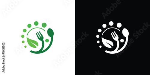 Creative Healthy Organic Logo. Eco Vegetarian Fresh Food Green Salad Healthy Food Logo Design Template.