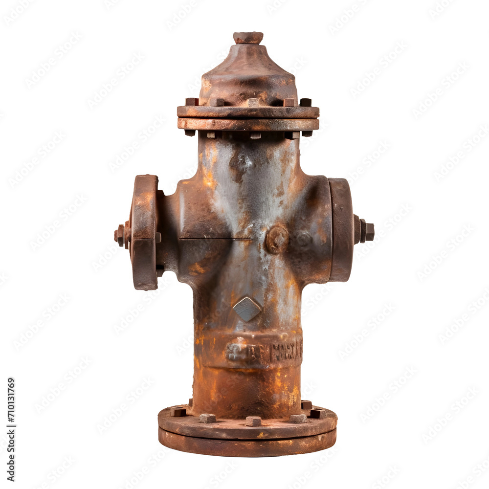 old rusty fire hydrant isolated on transparent background