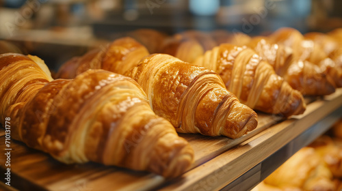 Golden Croissant Delights on Display