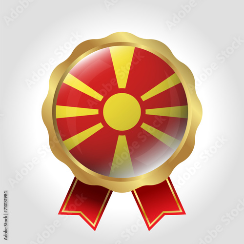 Creative Macedonia Flag Label Vector Design