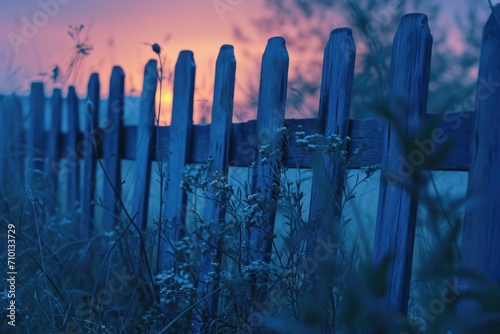 A picturesque wooden fence with a stunning sunset in the background. Perfect for adding a touch of natural beauty to any project