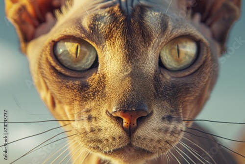 A close-up photograph of a cat showcasing its large, expressive eyes. Perfect for animal lovers and pet-related content