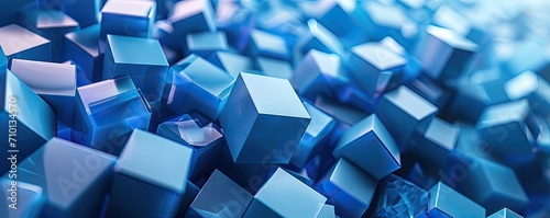 3d blue cube backgrounds Generative AI photo