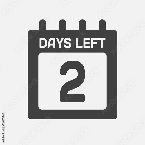 Countdown daily page calendar icon - 2 days left