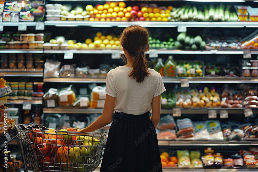 Elegant women's grocery shopping
