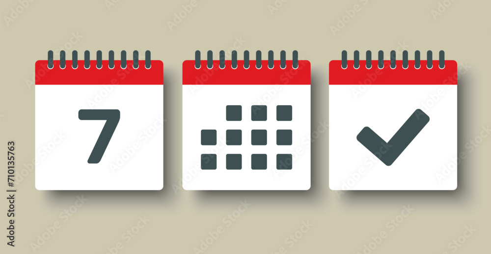 Vector icon page calendar - 7 day, agenda, done Vector icon page calendar - 7 day, agenda, done