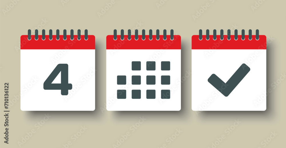 Vector icon page calendar - 4 day, agenda, done Vector icon page calendar - 4 day, agenda, done