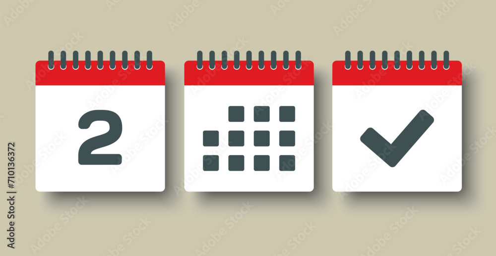 Vector icon page calendar - 2 day, agenda, done Vector icon page calendar - 2 day, agenda, done