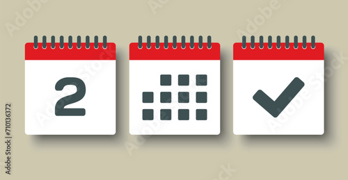 Vector icon page calendar - 2 day, agenda, done
