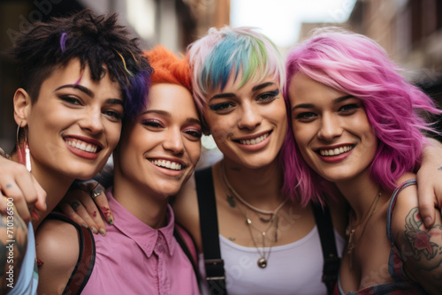 Group of young women standing next to each other. Perfect for representing friendship, teamwork, and diversity. Ideal for social media, advertisements, and lifestyle blogs.