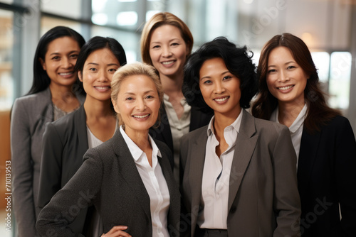 Group of women standing next to each other. Suitable for various themes and concepts.