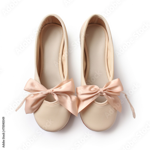 Beautiful beige ballet shoes, AI Generative.