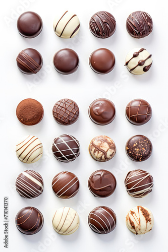 chocolate candies on white background
