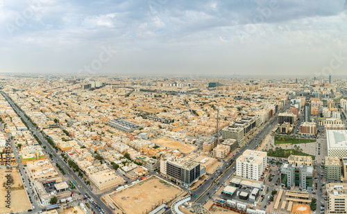 Aerial large panorama of downtown and outskirts of Riyadh city, Al Riyadh, Saudi Arabia © vadim.nefedov