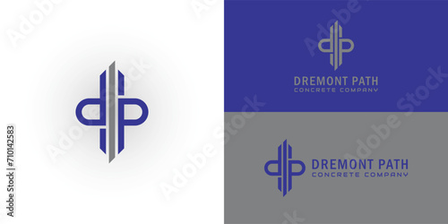 abstract initial letter DP logo in blue and silver color isolated in white background applied for precast concrete company logo also suitable for the brands or companies that have initial name PD