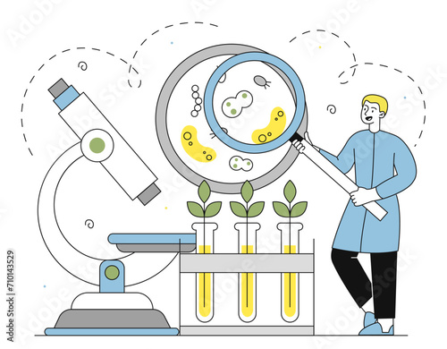 Microbiological research vector linear concept