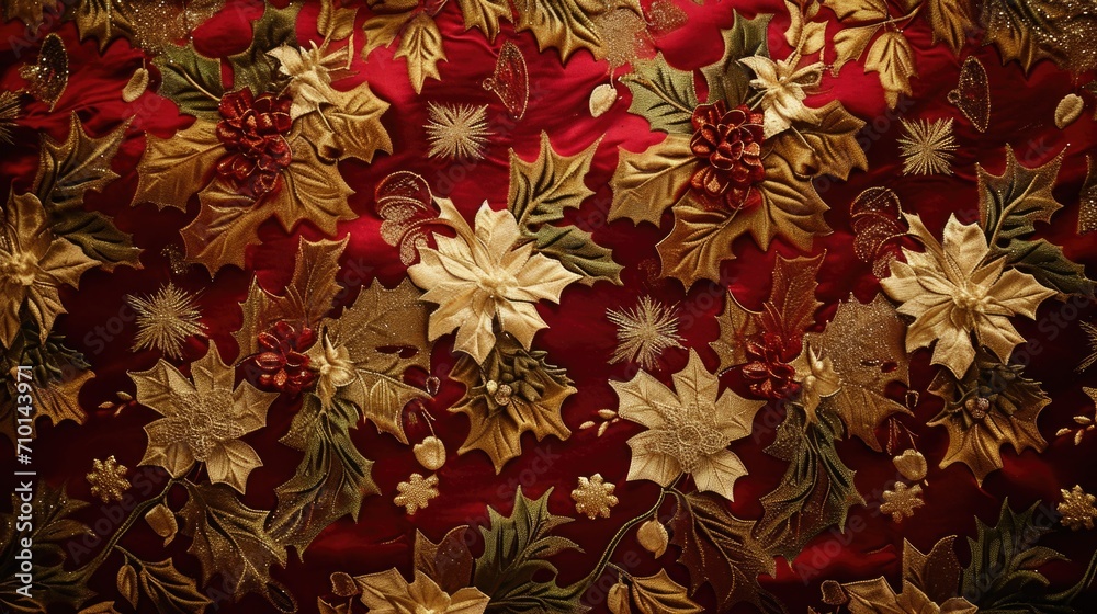 A close up view of a red and gold table cloth. Suitable for various occasions and events A close up view of a red and gold table cloth. Suitable for various occasions and events