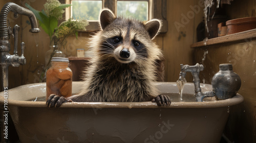 raccoon in the bathroom