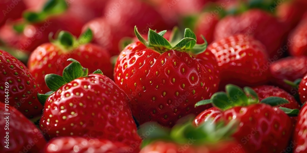 A close up view of a bunch of fresh strawberries. Perfect for food-related projects and advertisements
