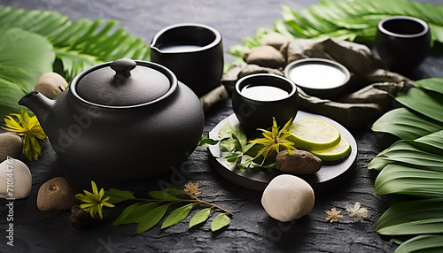Freshness in nature, green tea brings relaxation generated by AI