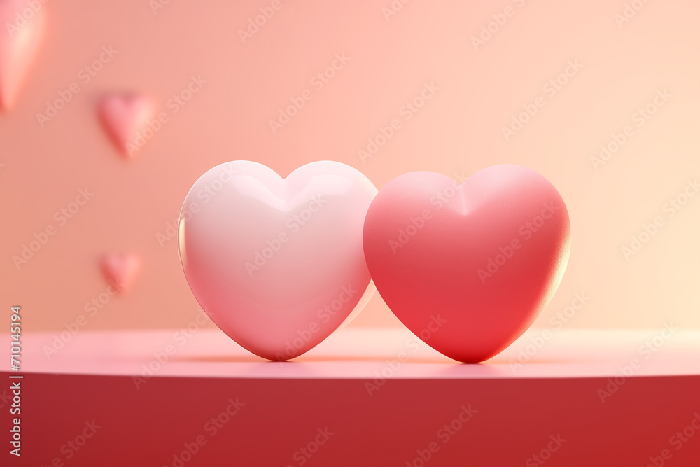 Valentine's day background with heart shape, 3d render