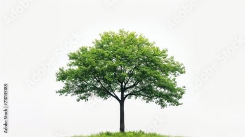 A single tree stands alone on top of a hill covered in lush green grass. This image can be used to depict solitude  nature  or a peaceful landscape