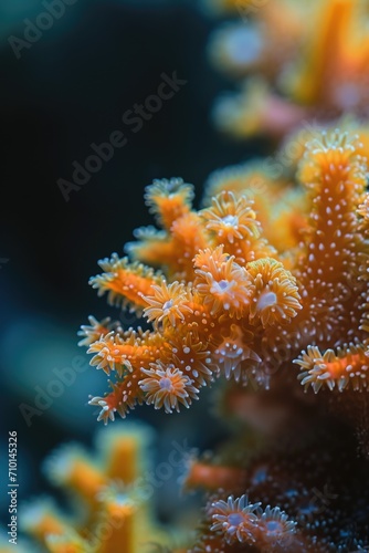 A detailed view of an orange coral with small white dots. Perfect for underwater-themed designs and marine life illustrations