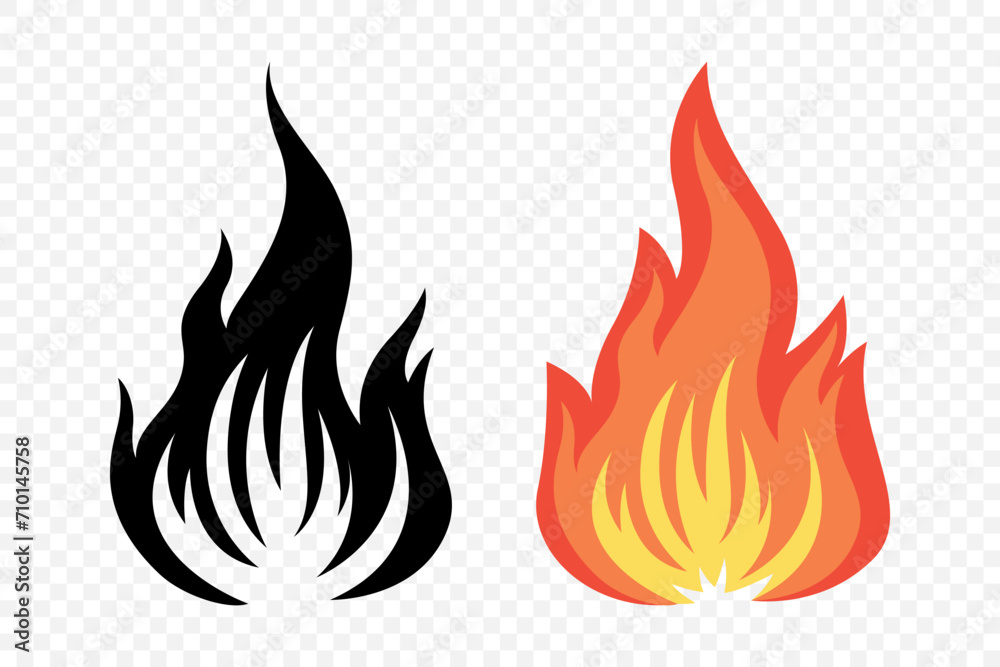 Flat Vector Fire Flame Icon Set. Campfire Shape Sign, Isolated. Bonfire Collection. Vector Illustration Flat Vector Fire Flame Icon Set. Campfire Shape Sign, Isolated. Bonfire Collection. Vector Illustration