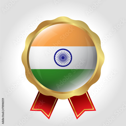 Creative India Flag Label Vector Design