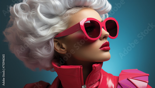 Fashionable woman with sunglasses exudes elegance and glamour generated by AI