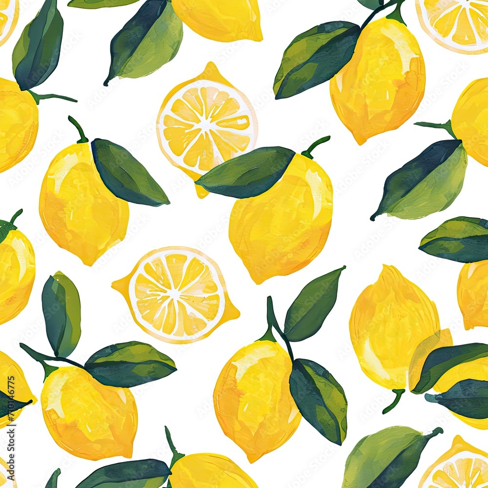 Yellow lemons pattern on white background Yellow lemons pattern on white background
