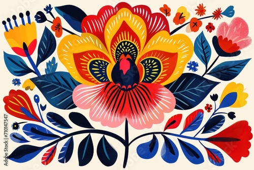 Bird Painting Surrounded by Flowers