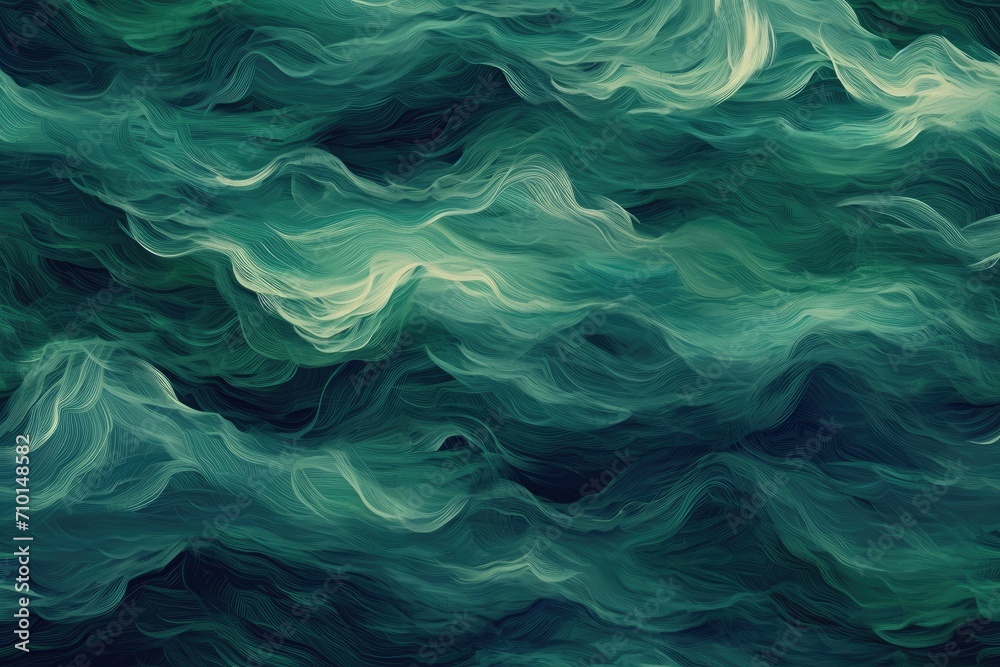 Green Waves on Black: Abstract Painting