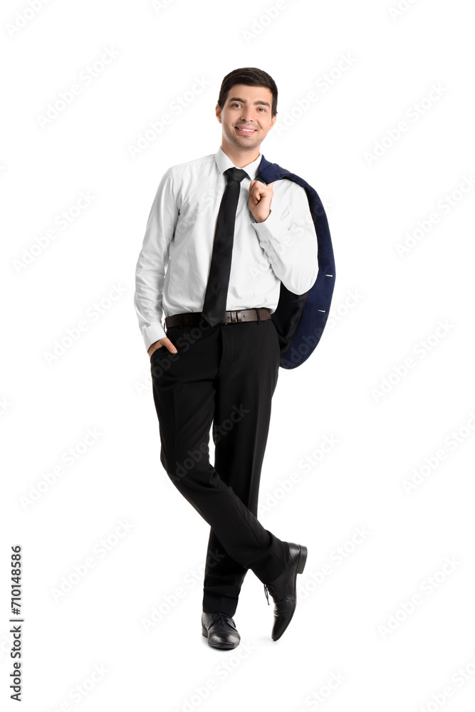 Young businessman on white background