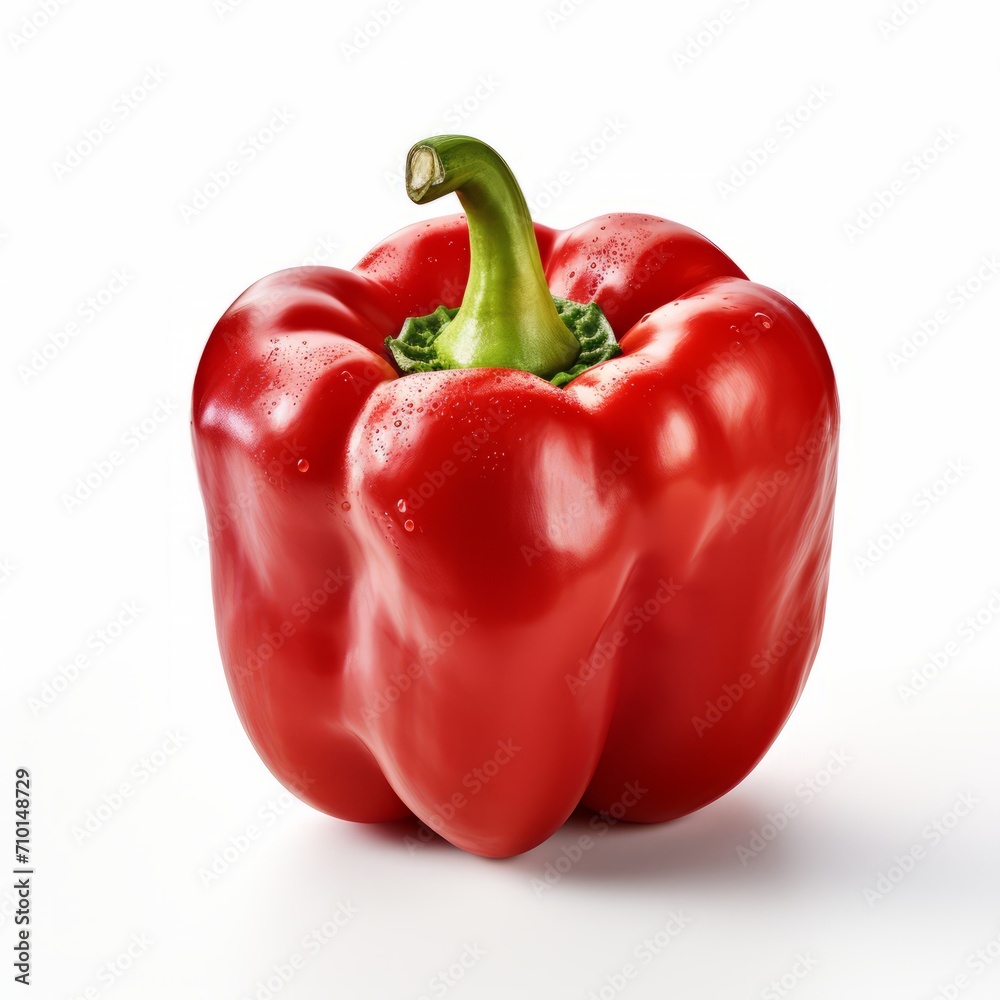 Red Sweet Bell pepper close up on white background. Fresh Bell red pepper. Minimalism. Food photography. Horizontal format Red Sweet Bell pepper close up on white background. Fresh Bell red pepper. Minimalism. Food photography. Horizontal format