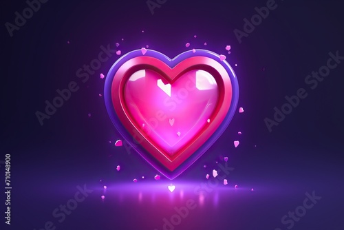 Valentine s Day social media background with 3D heart icon.