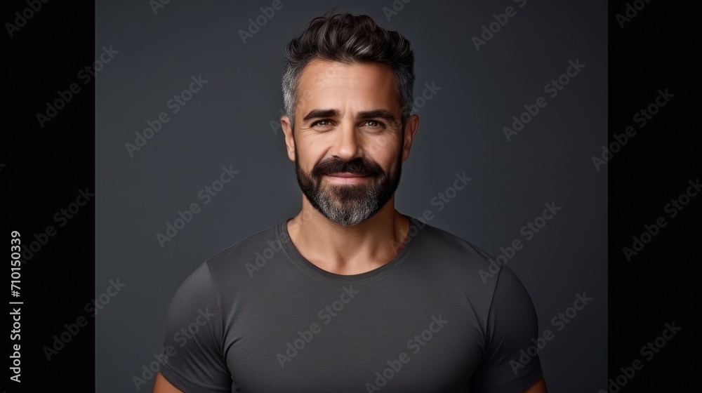 Well groomed bearded man over 45 years old. Beard style for men. Concept for men's mustache and beard hair care. Senior age model men