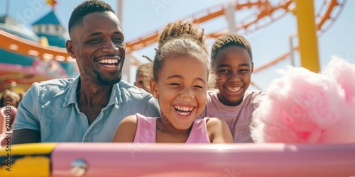 Family Enjoying a Day at the Amusement Park photo
