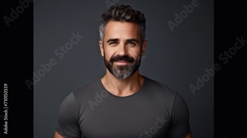 Well groomed bearded man over 45 years old. Beard style for men. Concept for men's mustache and beard hair care. Senior age model men