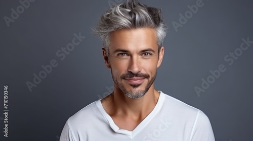 Well groomed bearded man over 45 years old. Beard style for men. Concept for men's mustache and beard hair care. Senior age model men